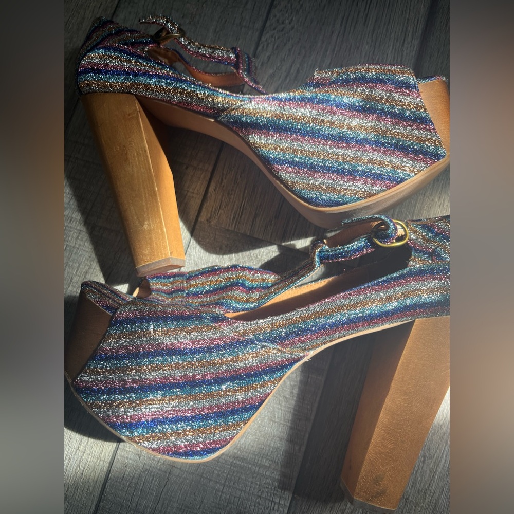 Jeffery Campbell Foxy rainbow platform heels